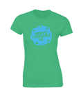 Women's Fitted T-shirt (Blue Logo, Front & Back)