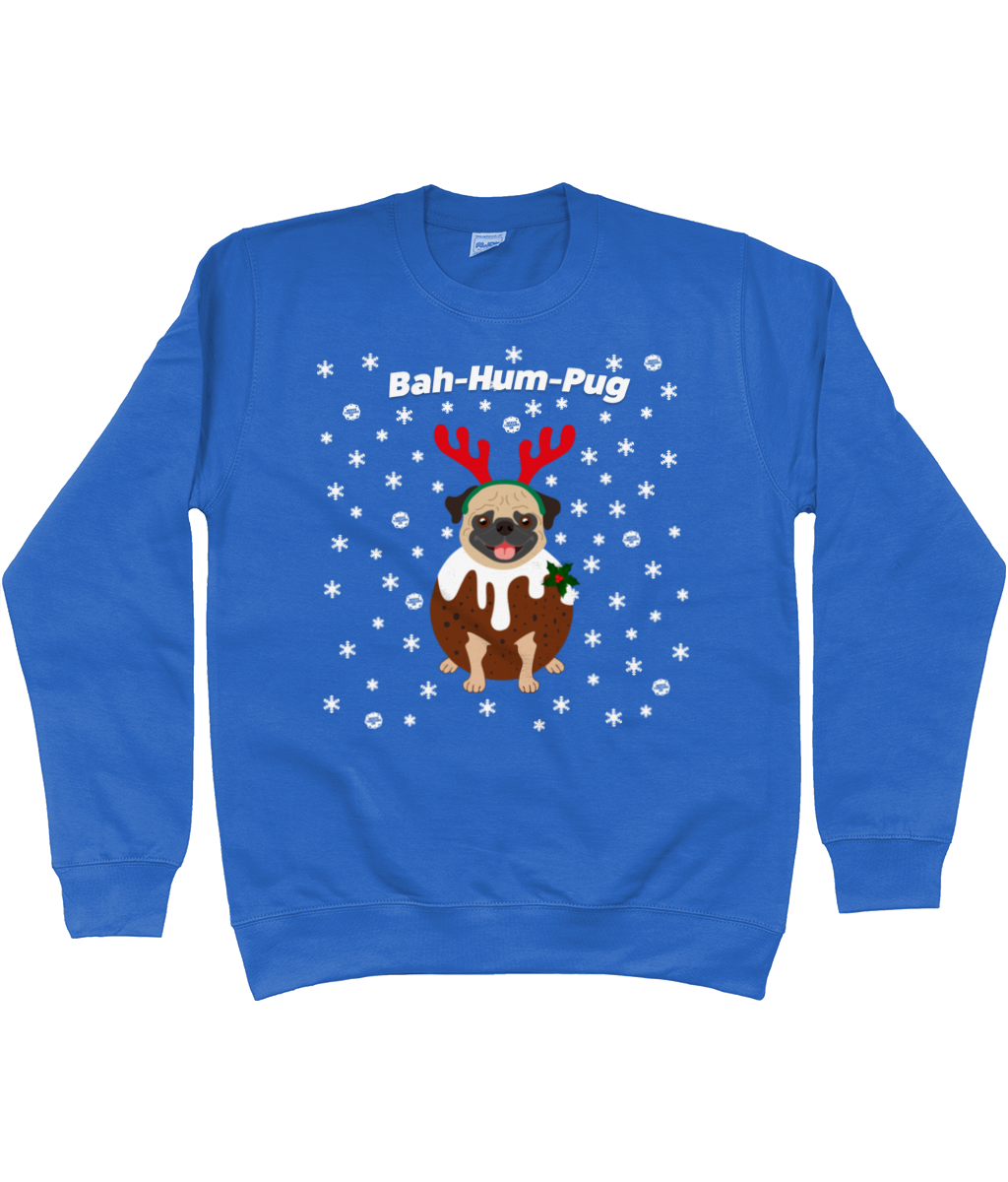 Bah Hum Pug Kids Christmas Jumper